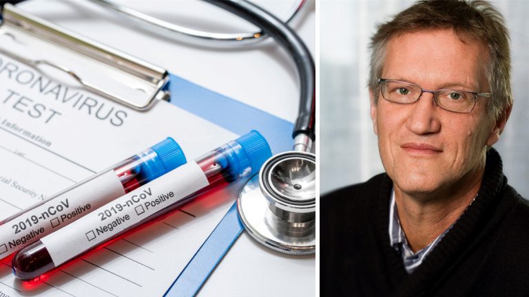 Coronatest med Anders Tegnell bredvid