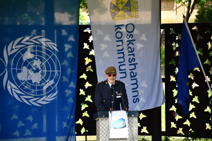 Invigning veteranmonumentet-Kommunens samordnare Ted Lindquist introducerar programmet