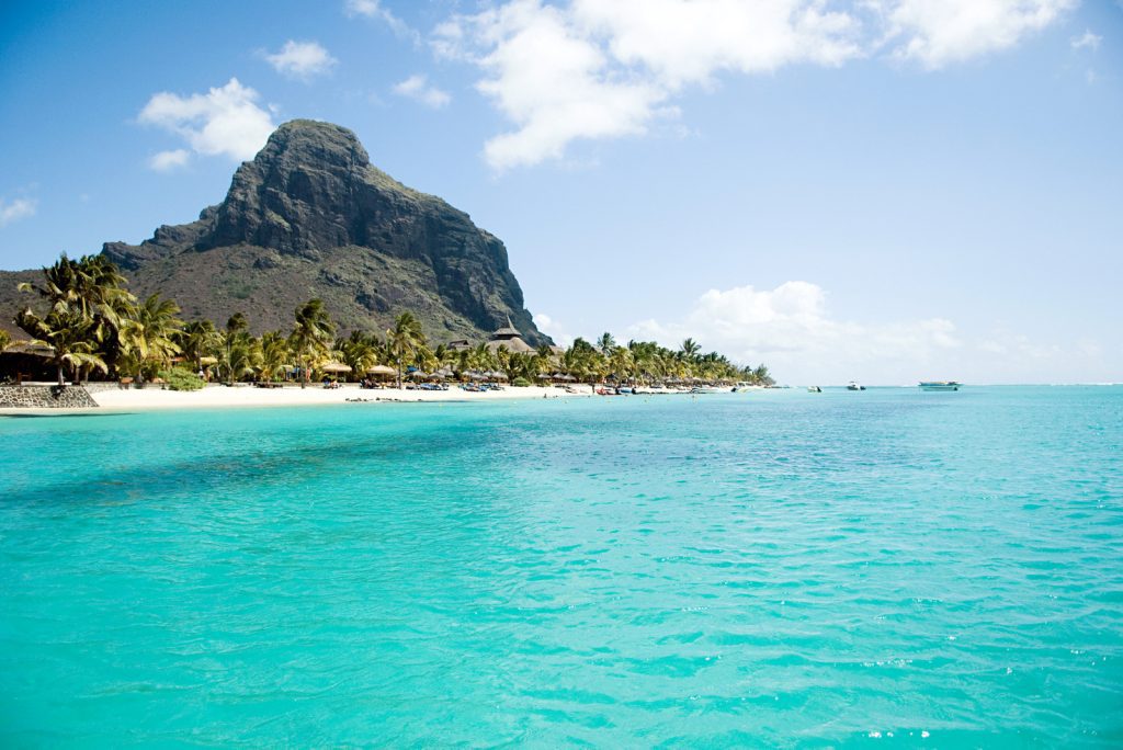 Turkost vatten på Mauritius