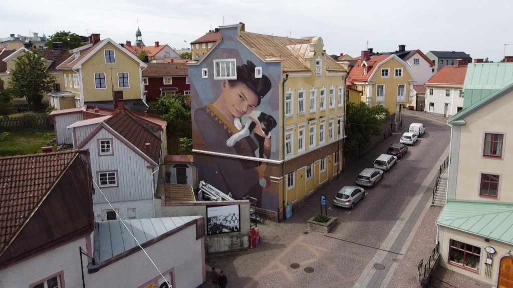 Väggmålning på Kungsgatan i Oskarshamn