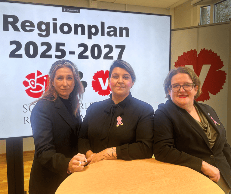 Lena Granath (V), Angelica Katsanidou (S) och Karin Helmersson (C). Foto: SCV-majoriteten