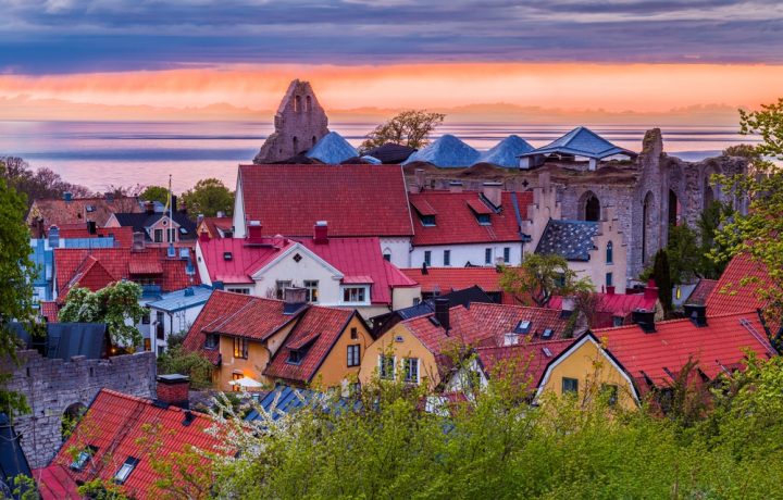 Visby i solnedgången