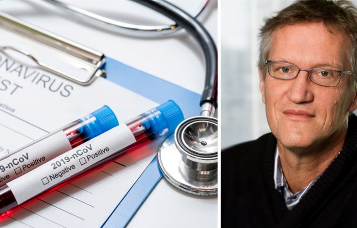 Coronatest med Anders Tegnell bredvid