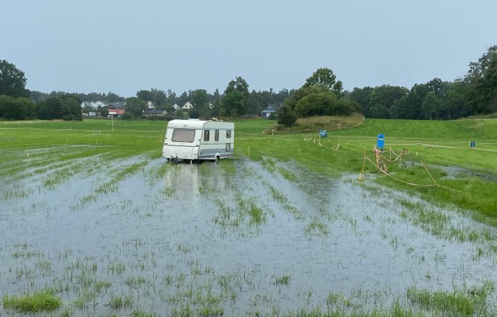 Blött på O-Ringens campingområde i Döderhultsdalen i Oskarshamn