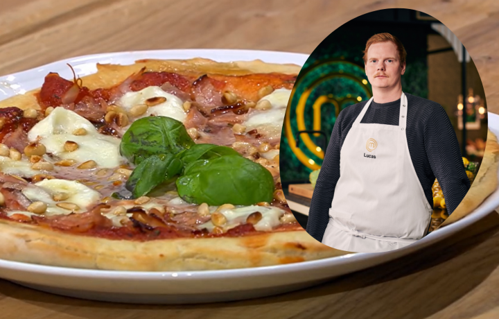 Mozzarellapizza och Lucas infälld