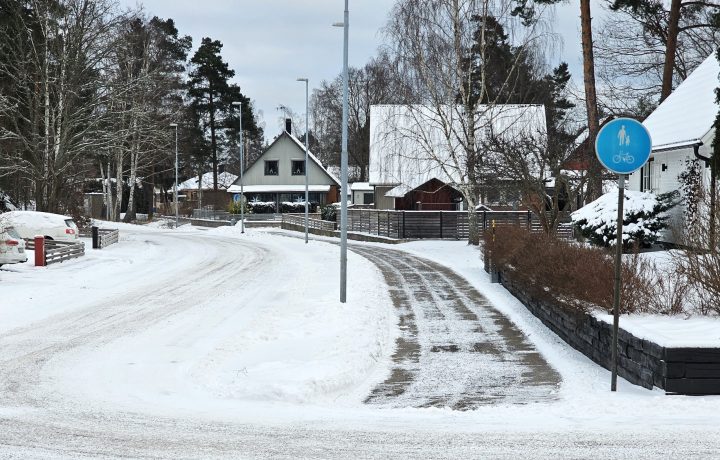 Halkbekämpning, snöröjning, Kristineberg i Oskarshamn