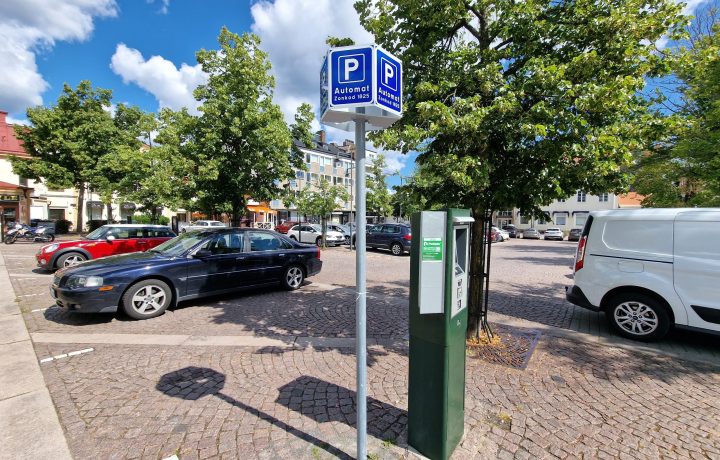 Parkeringsautomat på Stora Torget i Oskarshamn