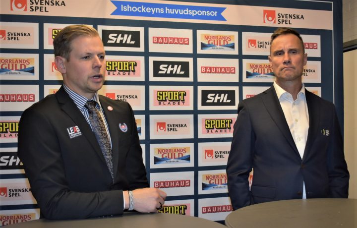 Martin Filander, huvudtränare i IK Oskarshamn, och Roger Rönnberg, huvudtränare i Frölunda. Foto: Peter A Rosén